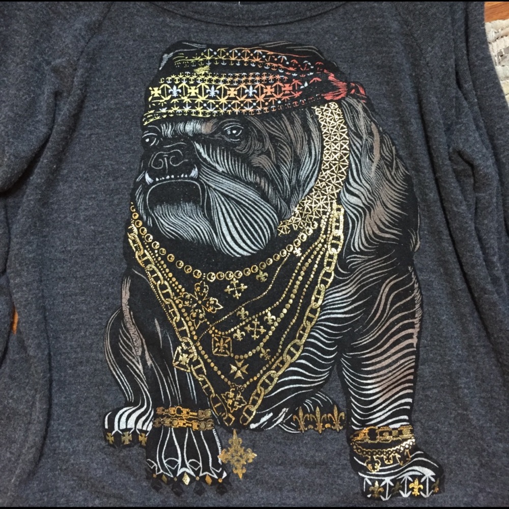 Lauren Moshi Black Graphic Bulldog Sweatshirt with Multicolor Accent - Picture 2 of 6